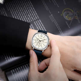 跨境时尚潮流港风高颜值男士手表轻奢气质皮带精致大表盘防水腕表