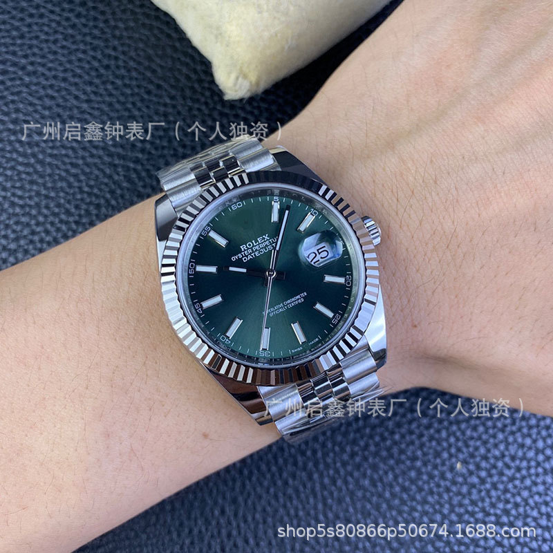 CLEAN FACTORY オリーブグリーンデイトジャストメンズ腕時計 DD3235 自動機械式スチール時計外国貿易卸売