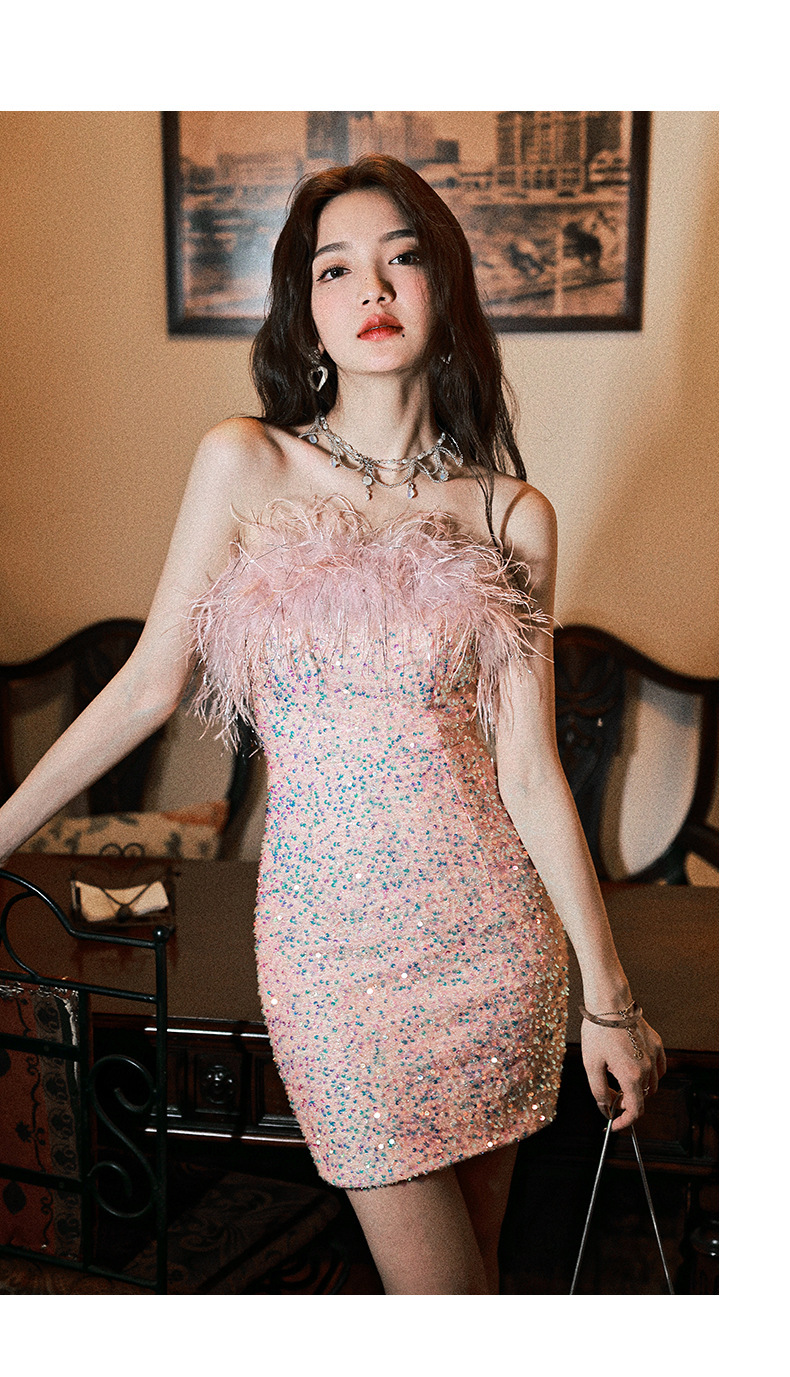 Đầm dạ hội nữ phong cách Pháp, thiết kế ôm eo đuôi cá, hở vai, đính kim cương — Màu như hình chi tiết 6