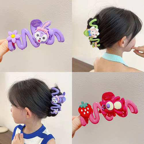 Sanrio Strawberry Bear Shark Clip Strawberry Bear Shark Clip Cute Cartoon Girl Back of Head Hair Style Sweet Girl Hair Accessory