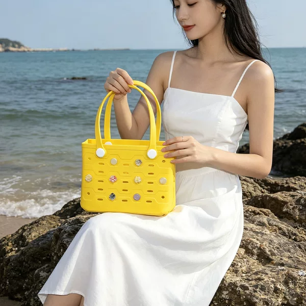 European and American Cross-Border Eva Beach Bag, Waterproof, Large Capacity, Practical Tote Bag, Handbag, Summer Seaside Hole-In-The-Wall Bag