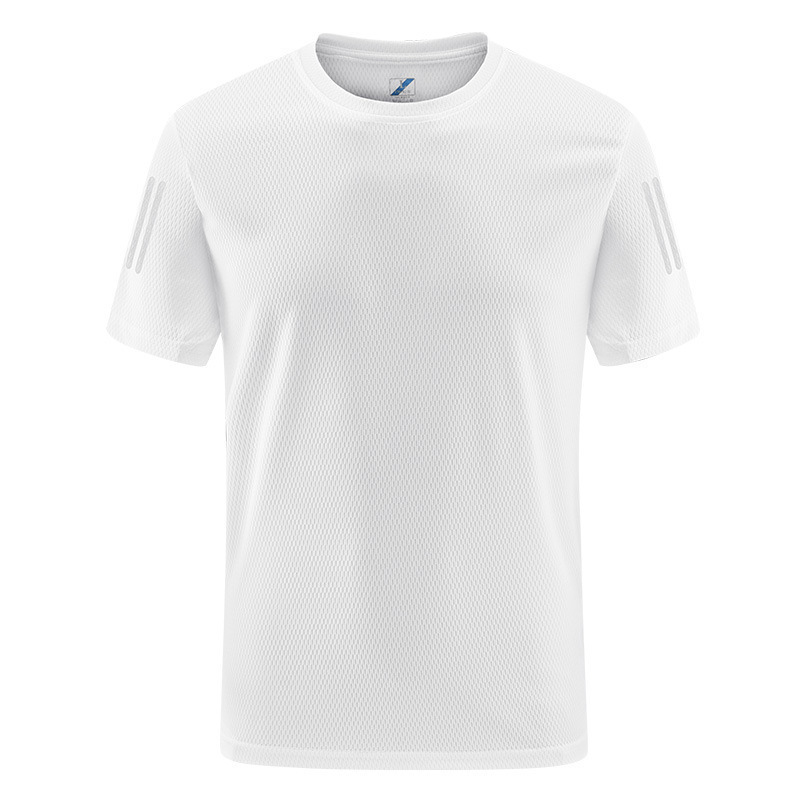 Hielo de malla hombre de verano media manga transpirable ocio deportivo acondicionamiento suelto rápido secado camiseta superior grande