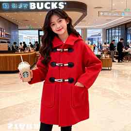 2025童装女童秋冬季新款毛呢大衣中长款加厚保暖外套呢子外套