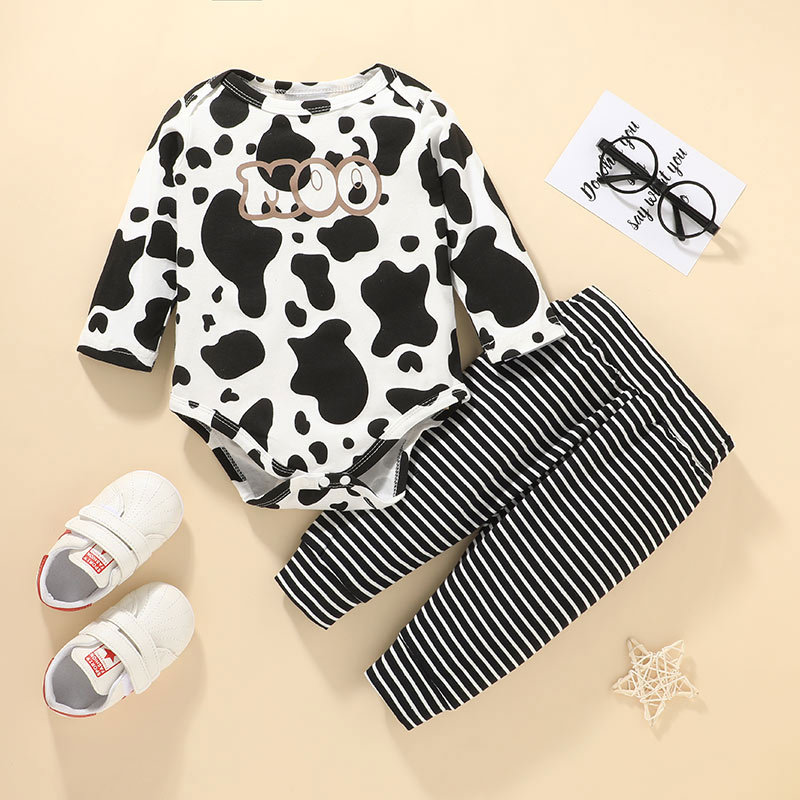 Fashion Pullover Two-piece Casual Wear Cute Striped Romper Two-piece Suit display picture 3