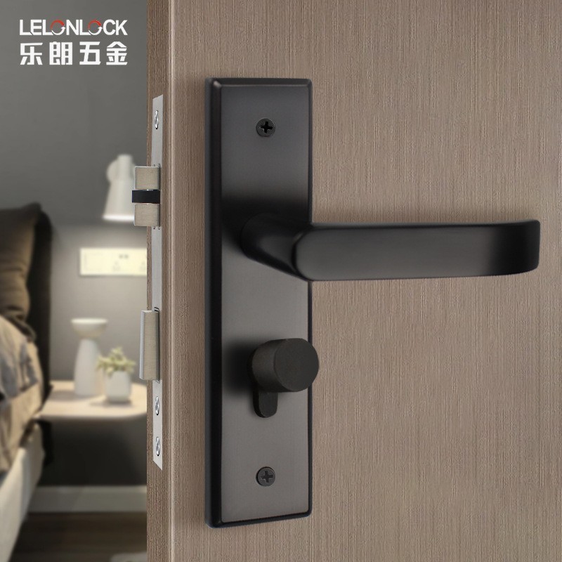 Acero inoxidable 304 panel interior puerta cerradura mudo negro cerradura baño dormitorio puerta de madera cerradura manija de la puerta cerradura