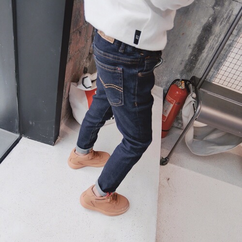 Children's Spring and Autumn Season  Slim Fit Korean Style Denim Pants for Boys Children Small Feet Pants Tailored Baby Pencil Pants