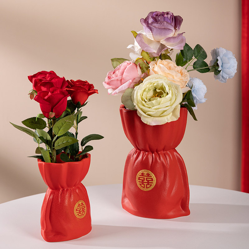 Creative simple wedding vase ceramic ins decoration dining table entrance decoration Net red dried flower hydroponic flower