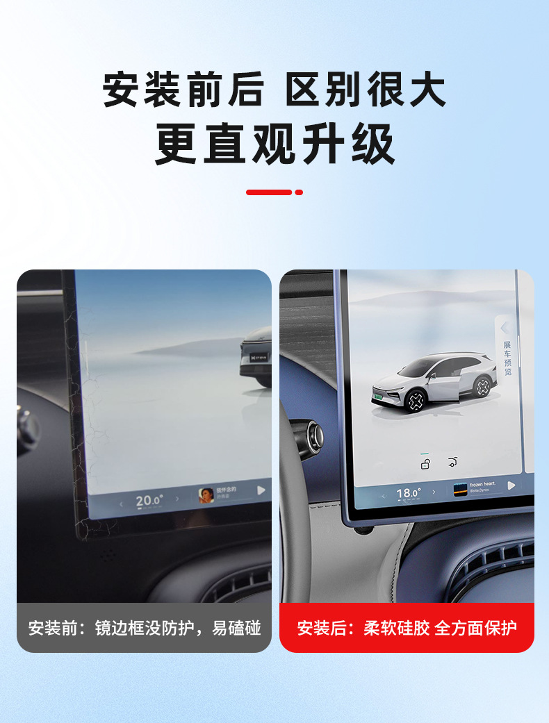 Suitable for Xpeng G7 Central Control Screen Protective Cover Silicone Protective Frame Car Interior Decoration Automotive Accessories Modification Parts