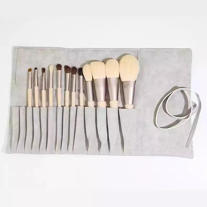 Juego de pinceles de maquillaje Morandi 12 Cangzhou Cepillo de sombra de ojos de cerdas suaves Cepillo de polvo suelto Cepillo de cejas Cepillo corrector Caja de regalo Ainoqi