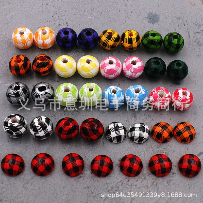 diy beaded material 16mm color printed wood beads black and white semi-circular patch handmade earrings hair accessories diy beaded material 16mm color printed wood beads black and white semi-circular patch handmade earrings hair accessories