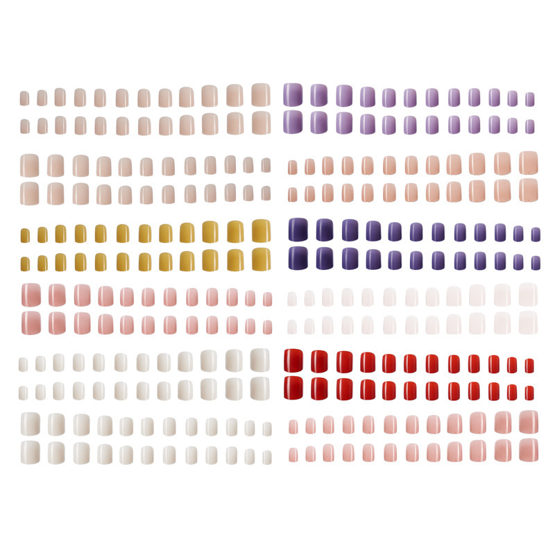 Directo de fábrica 24 rejilla de color sólido brillante desgaste superficial pieza de uñas corto color mezclado falso uñas removible Manicura en stock al por mayor
