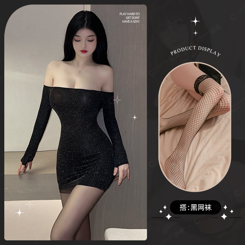 블랙[드레스+티팬츠]+블랙네트