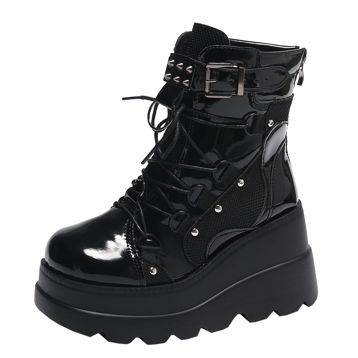 Women's Shoes wedge heel Martin boots women 2024 new pink thick sole large size fashion short boots women dark rivets_voghion.com