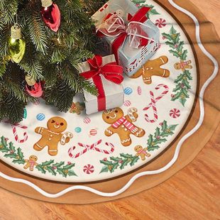 Cross-border New Product Amazon's Popular Gingerbread Man Christmas Tree Skirt Christmas Tree Base Decorative Tree Skirt Wholesale Booking