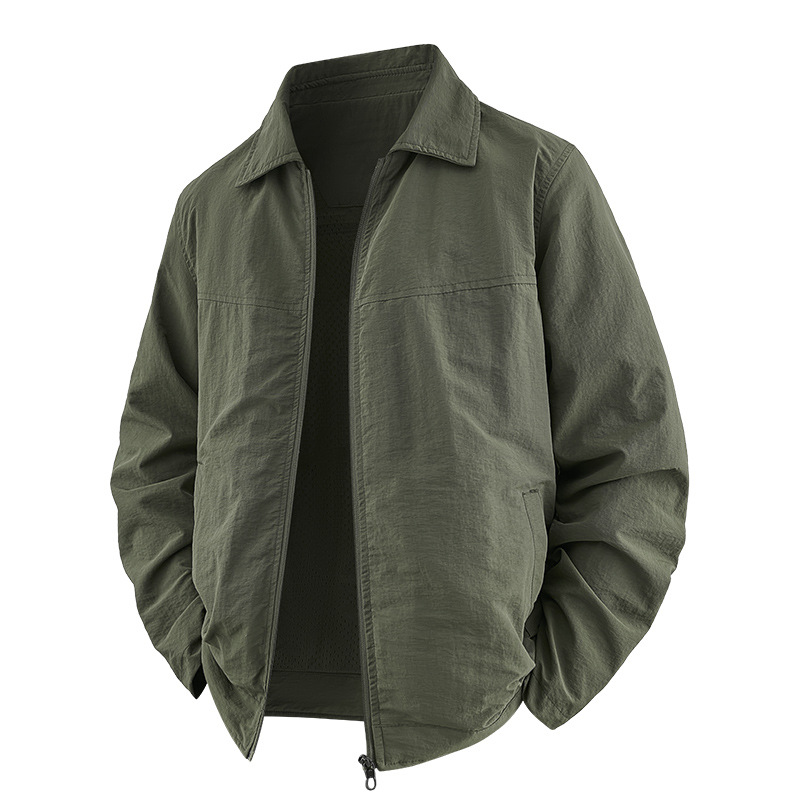 Chaqueta de otoño para hombres primavera y otoño 2025 delgada suelta multifacé casual con solapa transpirable de mediana edad con chaqueta de papá