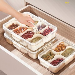 厳選されたスパイス包装収納ボックス、ポータブル密封野菜室ボックス、キッチン調味料ボックス、蓋付き透明ドライフルーツ収納ボックス