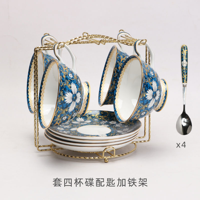 Juego de té de la tarde de lujo ligero de estilo europeo traje perfumado taza de café y platillo de cerámica de china de hueso de alta gama
