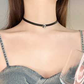 甜酷风山茶花朵项圈choker颈链新款轻奢小众设计高级感辣妹配饰女