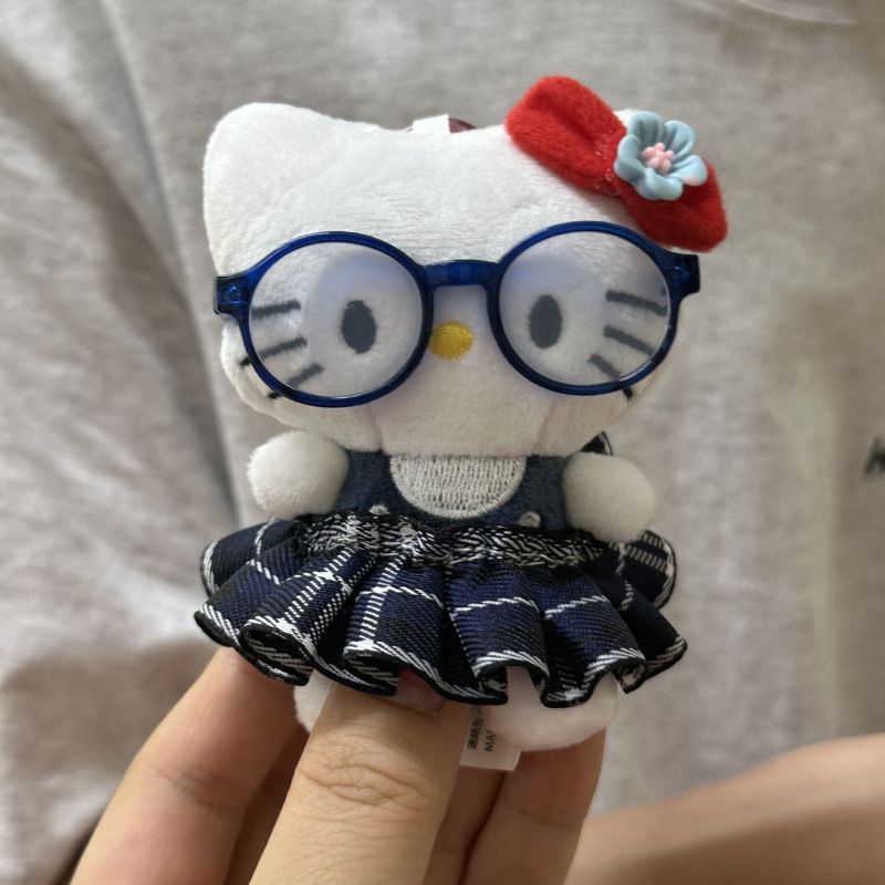 黑色草帽kitty帽宝宝挂件爱心扣公仔玩偶可爱赫本风挂饰钥匙扣|undefined