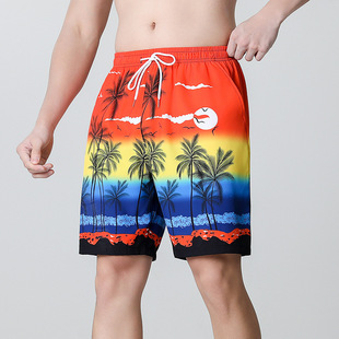 Men's Summer Loose Beach Shorts, Quick-Dry Swimming Shorts, Sports Casual European and American Style Knee-Length Shorts