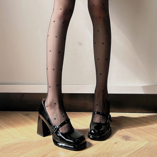 Make Your Legs Longer! French Mary Jane Shoes Soft Leather 2025 New Square Toe Buckle Patent Leather Thick Heel High Heels