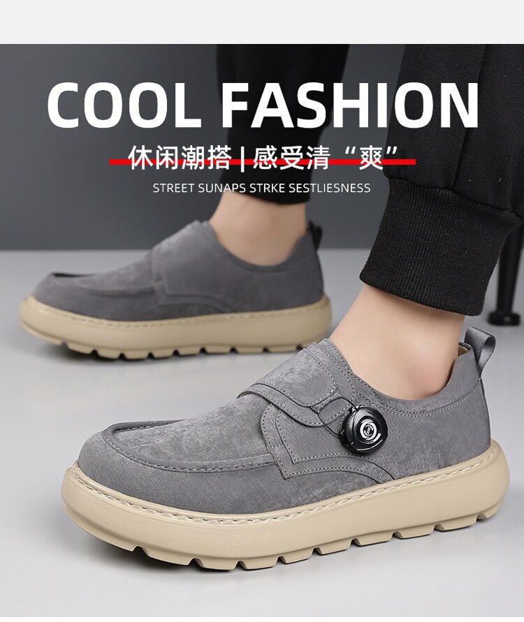 Giày thể thao nam sneaker lưới thoáng khí khóa xoay đế dày — Màu kaki, màu xám, màu đen chi tiết 5