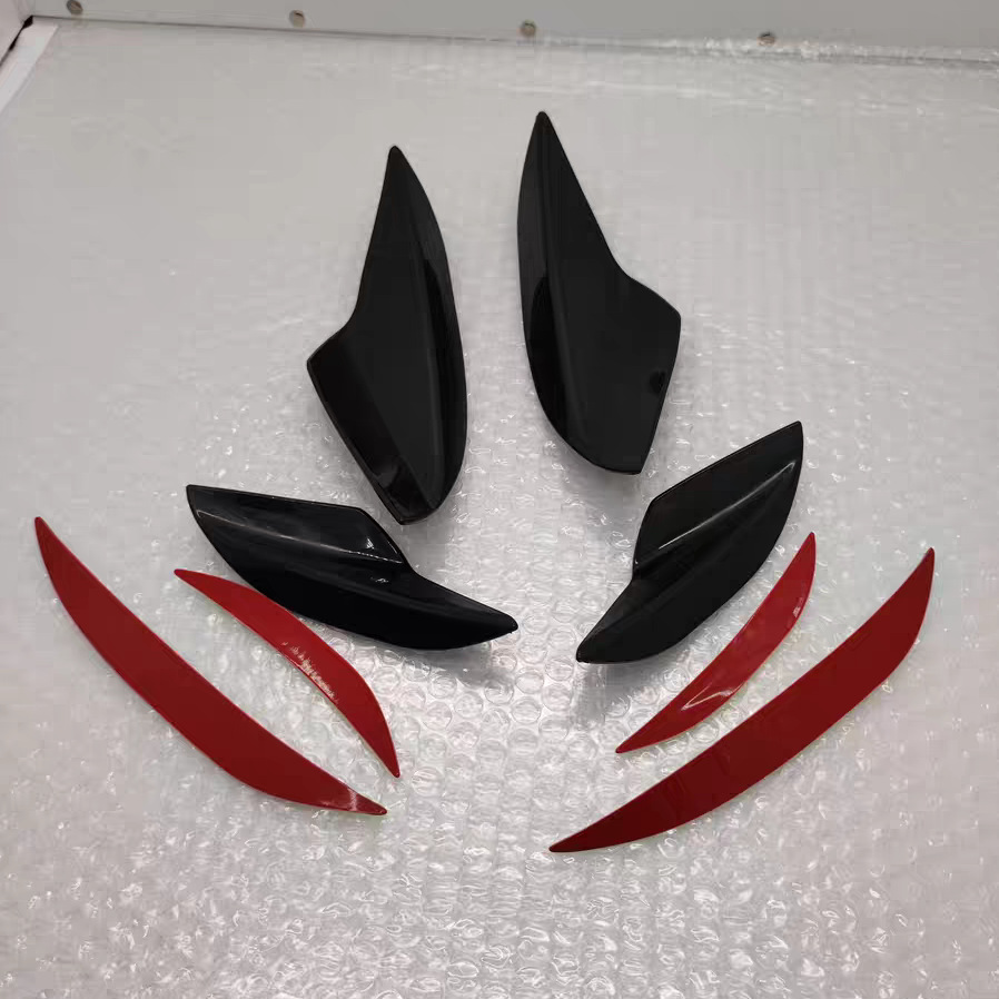 Universal Universal car wind knife modification front shovel spoiler decorative sticker (Fixed wind wing) - set-gloss-black-4-pieces