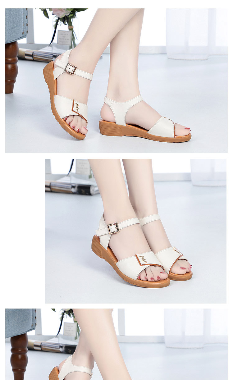 Dép sandal nữ quai chữ V đế bằng da thật mềm mại mùa hè — đen chi tiết 15