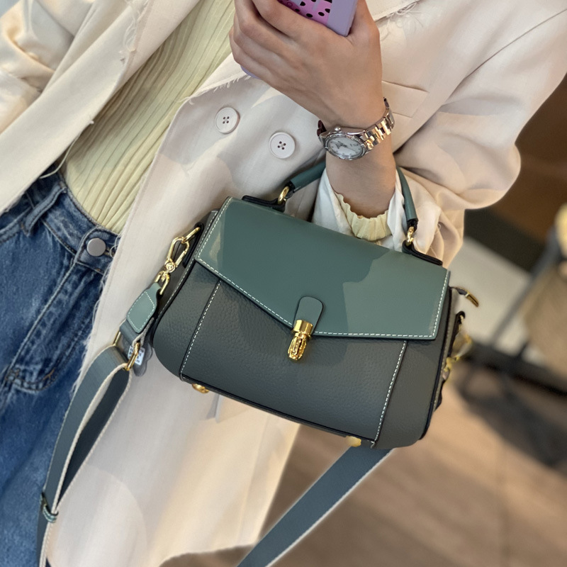 Women's Genuine Leather Small Square Shoulder Bag Elegant Versatile_voghion.com