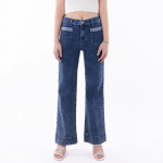 跨境外贸大码裤子新款美式高腰显瘦直筒牛仔裤女休闲百搭女装长裤