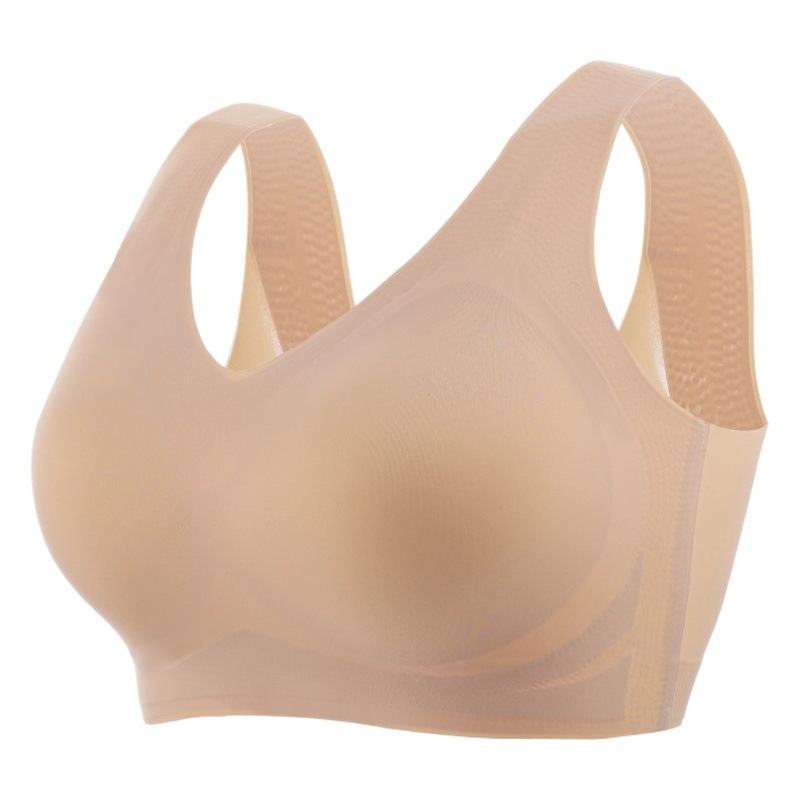 Suave soporte de ropa interior sin costuras inalámbrico cómodo pecho grande pequeño sujetador transpirable Copa fija femenina se reunieron más tamaño brillante