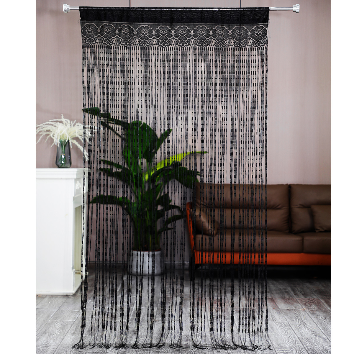Cross-Border Jacquard Curtains for Bedroom, Living Room, Children's Room, Lounge, Tassel Door Curtains, Wedding Decoration Curtains, String Curtains