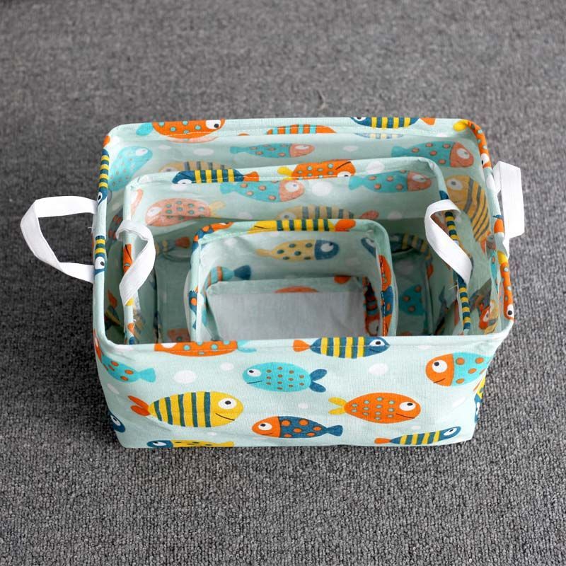 Factory Direct Sale Desktop Storage Box Dormitory Stationery Snack Storage Basket Car Foldable Fabric Storage Box Basket Dropshipping