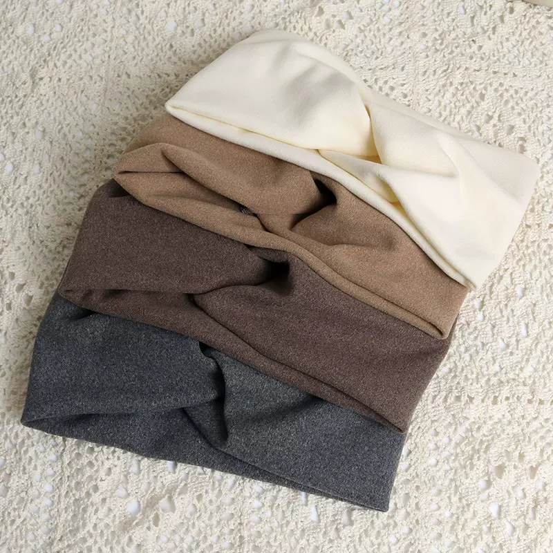 韩国纯色宽边交叉磨毛发带简约气质发箍头箍洗脸头套日常外戴发饰
