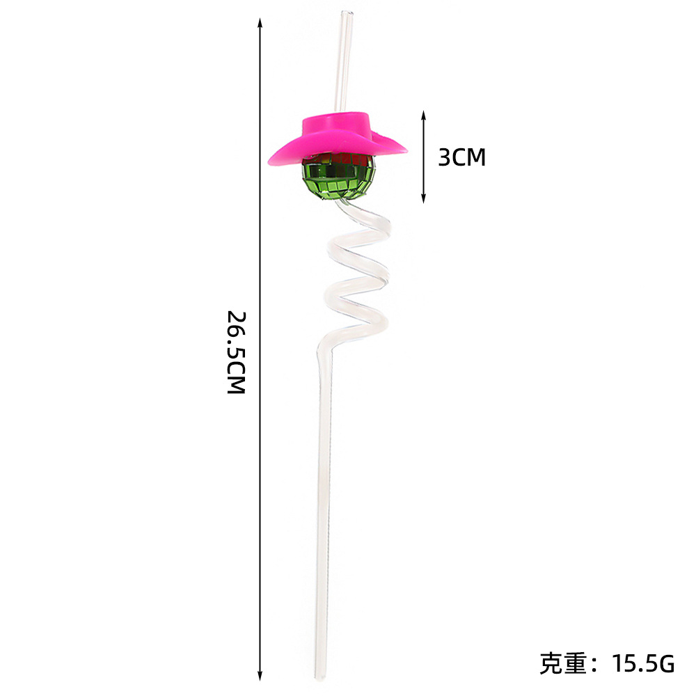 Disco bola vaquero sombrero pajita transfronteriza tema de Navidad fiesta copa de vino pajita fiesta de cumpleaños suministros de decoración