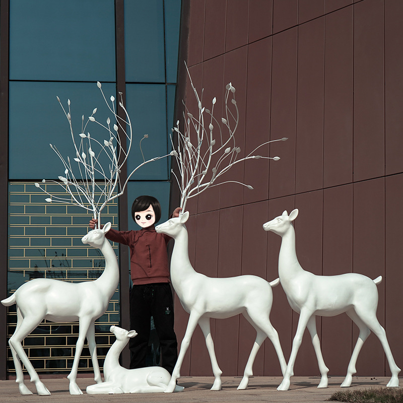 Outdoor Landscape Animal Sika Deer Glass Fiber Reinforced Plastic Sculpture Lawn Floor Elk Model Decorative Ornaments Outdoor Landscape Animal Sika Deer Glass Fiber Reinforced Plastic Sculpture Lawn Floor Elk Model Decorative Ornaments