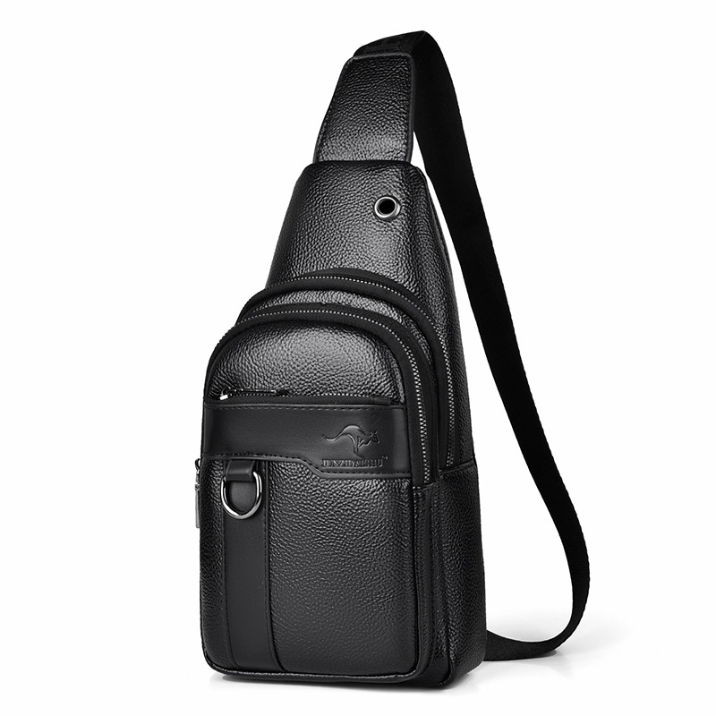 Chest Bag Men Soft Leather Crossbody Bag Business Casual Fashion Men's Bag Sports Backpack Chest Bag Waist Bag Single Shoulder Bag