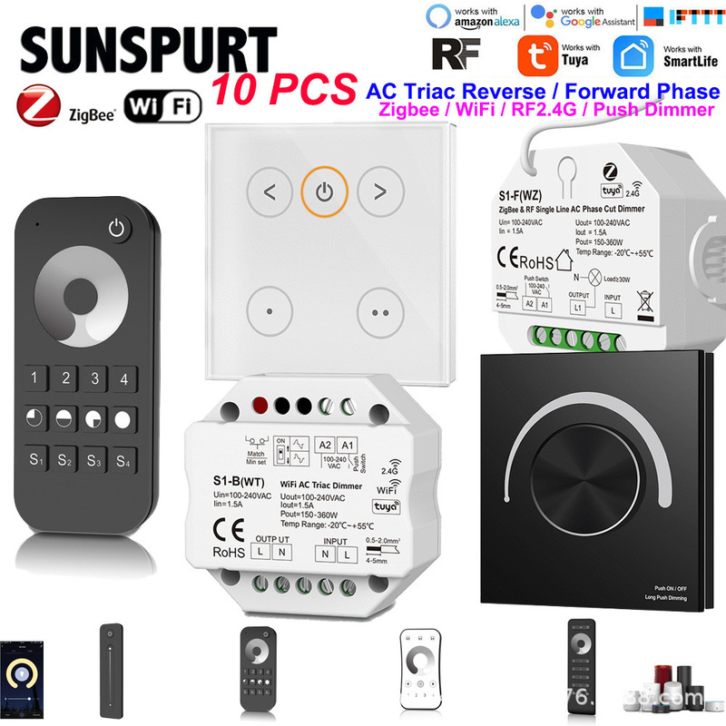 Tuya High-Voltage Wifi Dimming Controller Zigbee Signal Rf2.4G to Silicon-Controlled Ac Dimming Controller