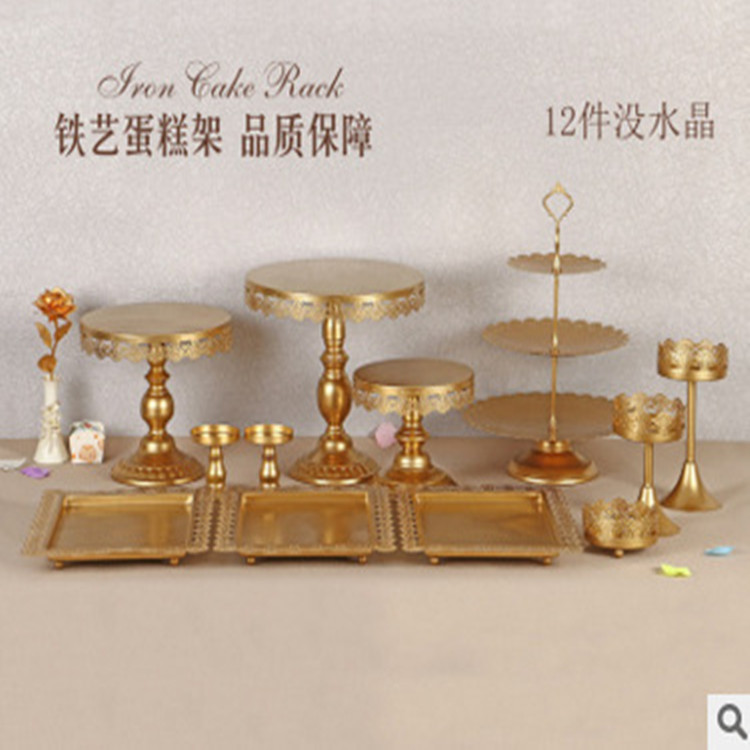 Creativo estilo europeo oro hueco estante de pastel de boda props mesa de postres decoración de postres tienda de postres refrigerio combinación de estante de pastel