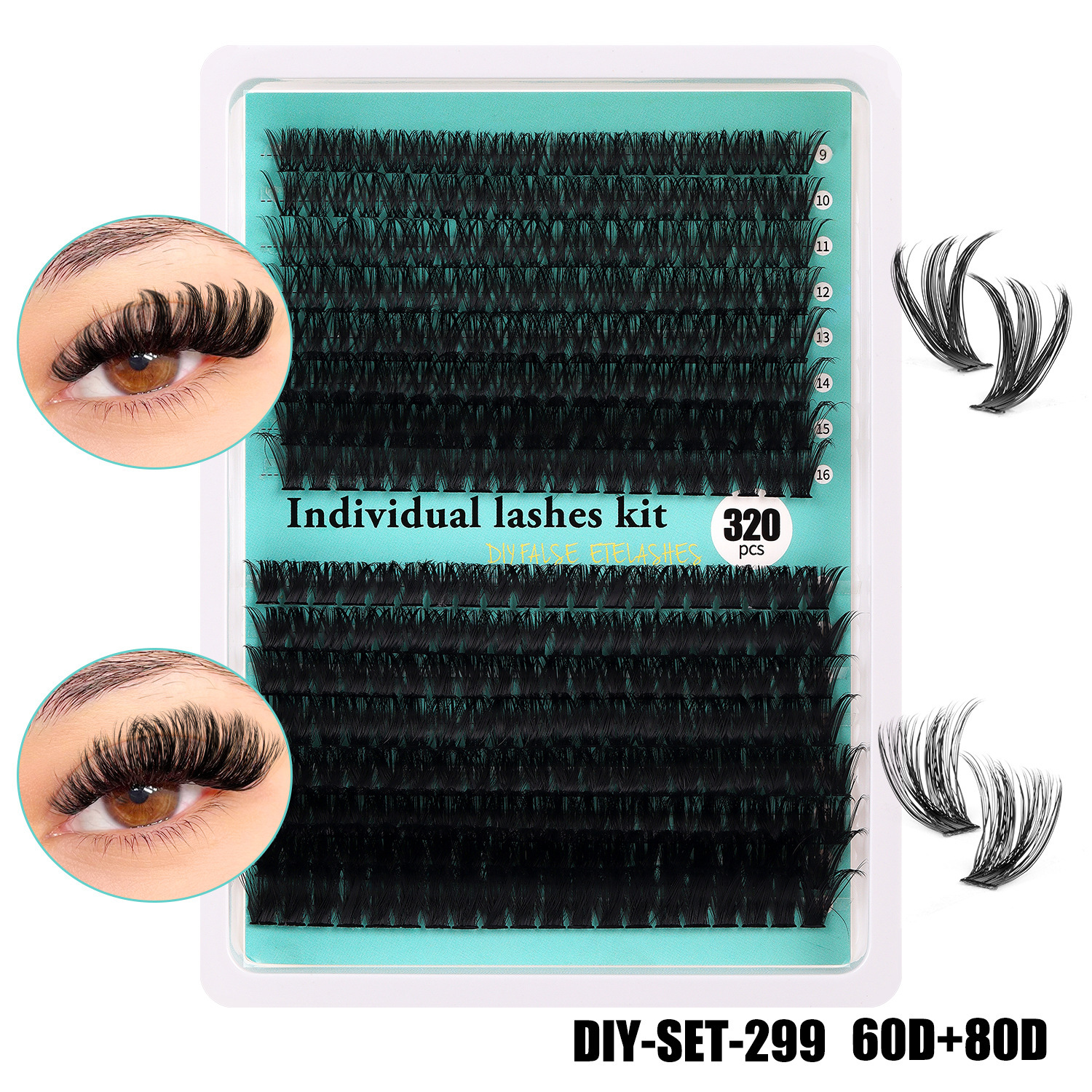 Transfronterizos segmentación pestañas caja europea y americana densa falsa pestañas estereoscópicas injerto de pelo pestañas DIY conjunto de pegamento