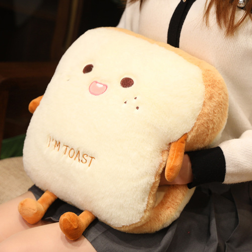 Winter insertable pillow wholesale creative toast hand warmer student sleeping pillow nap plush hand warmer pillow