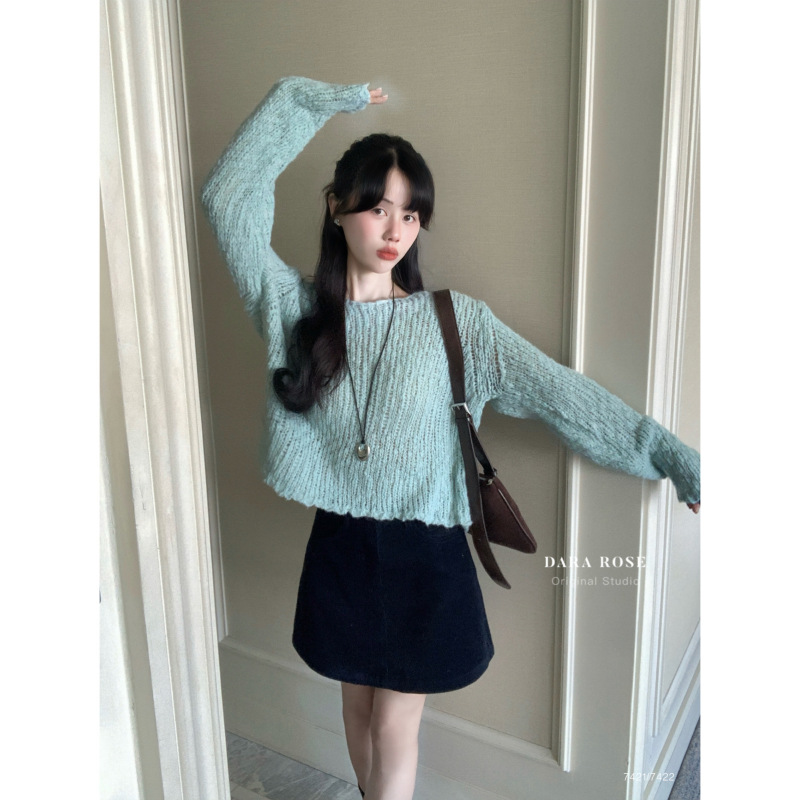 DARA ROSE-糯圆领针织毛衣甜美显瘦百搭长袖毛衣(30)S7421|undefined
