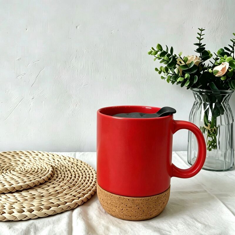 Cork-Bottom Ceramic Cup, Cork-Bottom Mug, Ceramic Gift Cup with Lid, Matte Finish, 350ml Cup, in Stock, with Insulation Cork-Bottom Ceramic Cup, Cork-Bottom Mug, Ceramic Gift Cup with Lid, Matte Finish, 350ml Cup, in Stock, with Insulation
