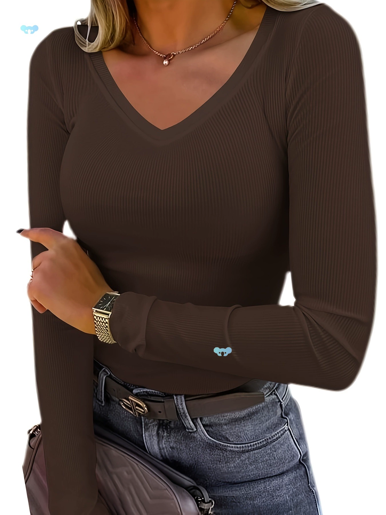 Женская рубашка с длинным рукавом и квадратным вырезом 2025 Новая мода кросс-граничная