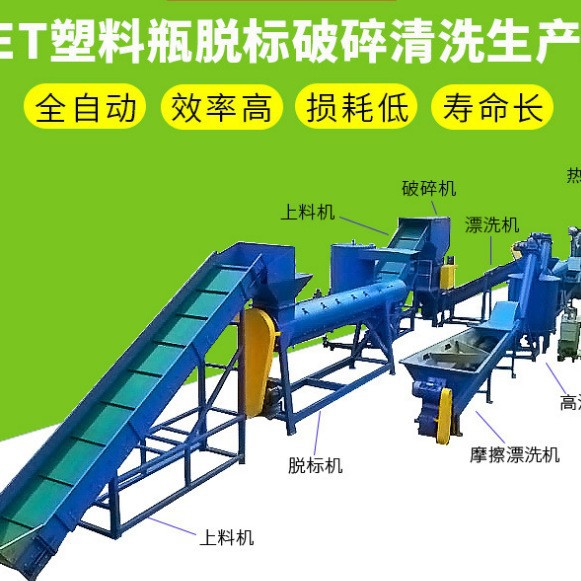 PET清洗设备厂家塑料瓶脱标机破粹机瓶片整套设备广西凭祥合山