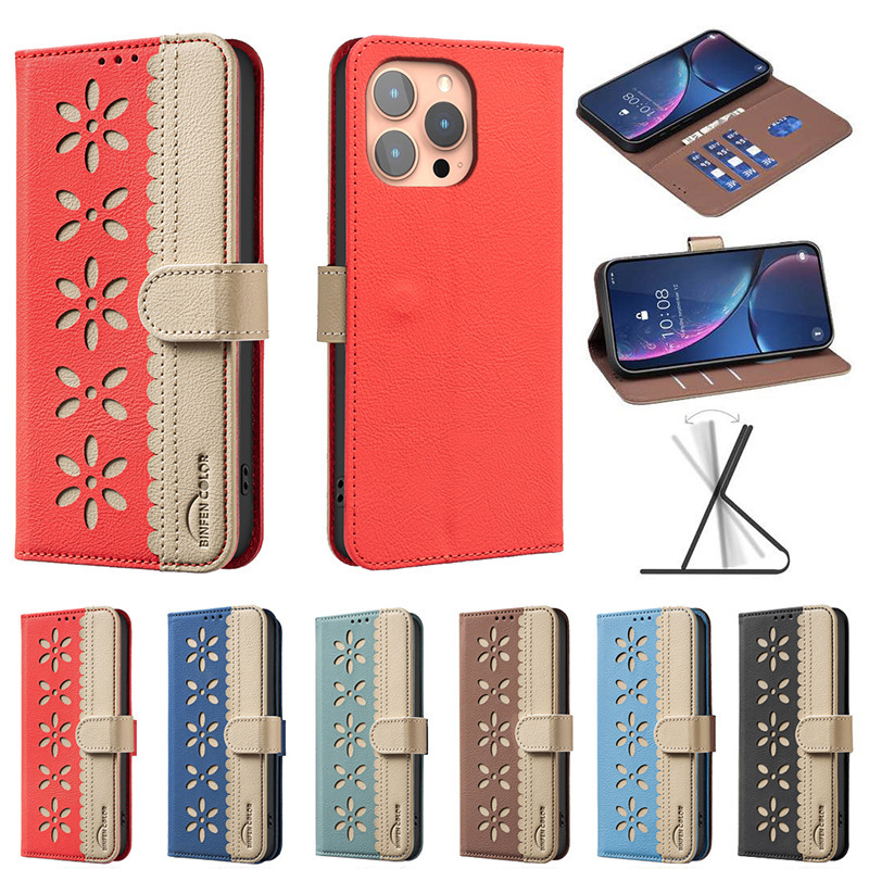 Foreign Trade Suitable Leather Case for iPhone 17, Sony, Google Pixel, Huawei, Oppo Flip Cover Protective Case with Skin-Like Texture