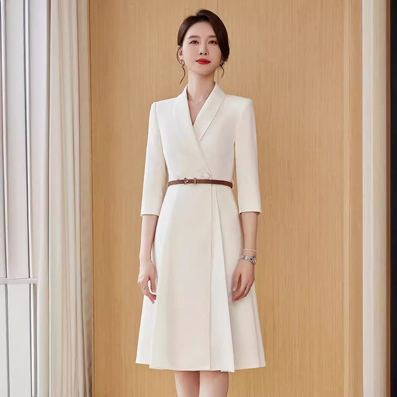 creamy-white Formal Occasion dress Female Temperament Fashion Suit Skirt Host Goddess Fan Professional Formal Dress