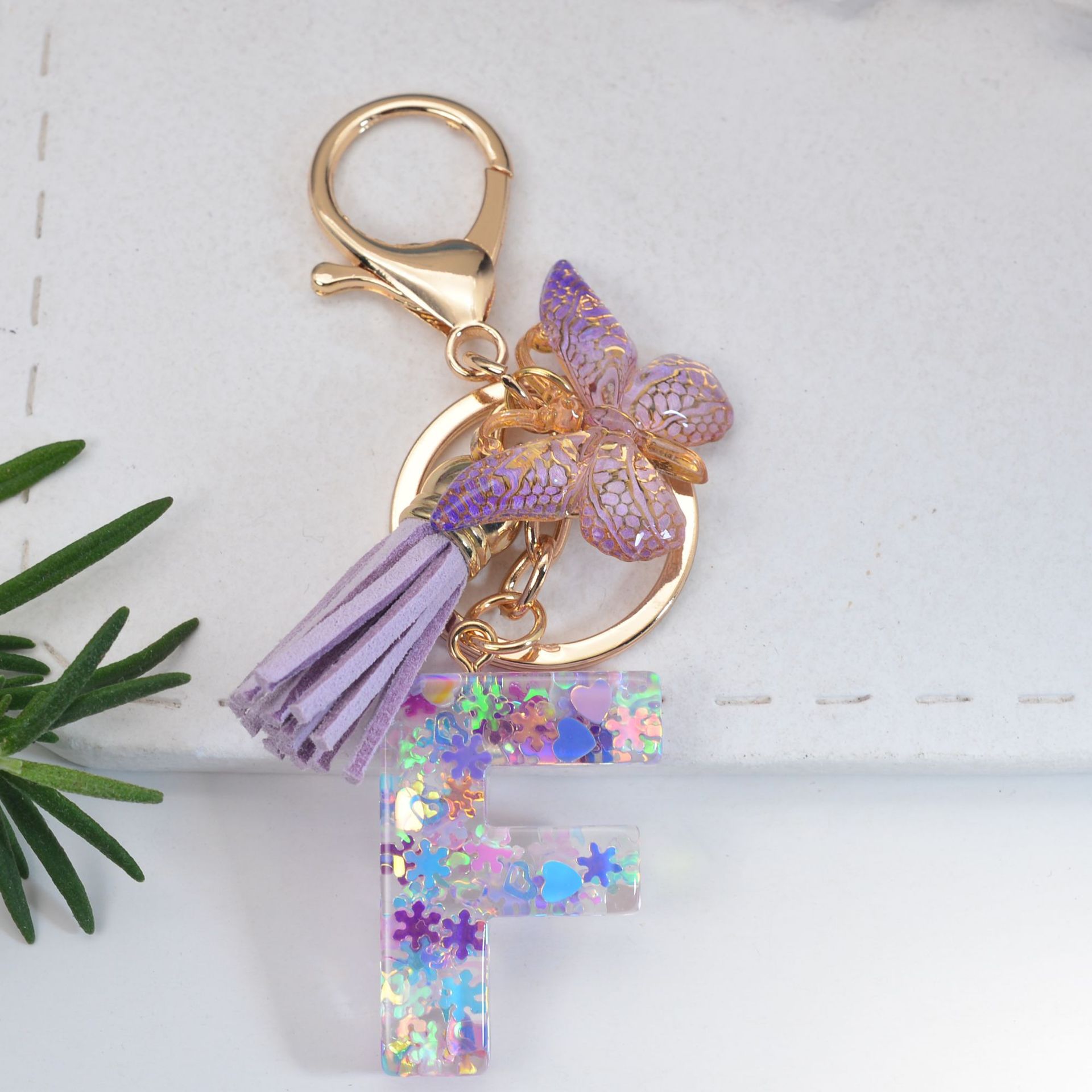 28g Weight 1 Piece Simple Style Letter Butterfly Plastic Resin Epoxy Bag Pendant Keychain