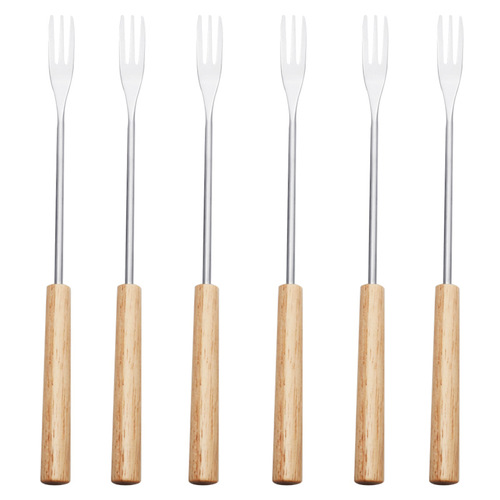 Solid wood handle fruit fork set hot pot fork cheese cheese fork barbecue needle fork dessert fork gadget