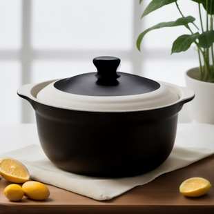 Unglazed Casserole in Clay, Old-Fashioned Soup Pot, Household High-Temperature-Resistant Anti-Dry-Burning Soup Pot, Commercial Uncoated Stew Pot
